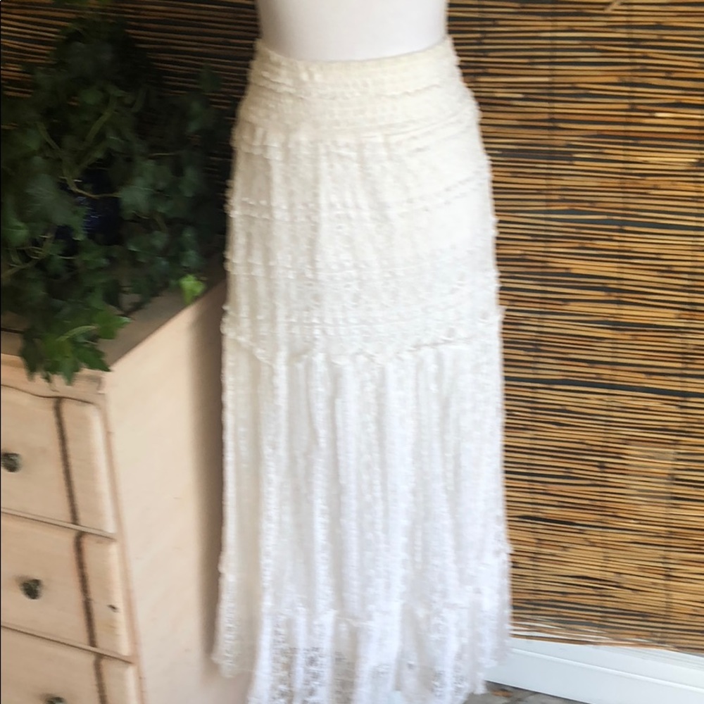 Maxi white soft knit Lacey skirt